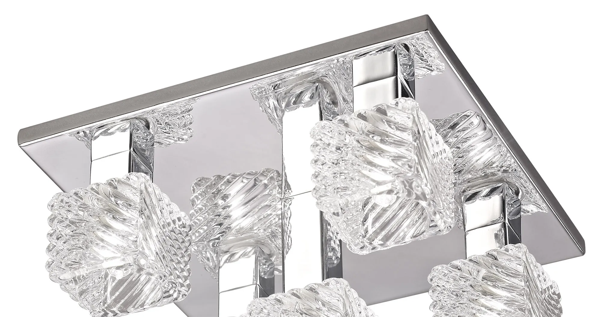 Accor Glass Square Ceiling Flush 5 Light Polished Chrome D0162  Deco Accor